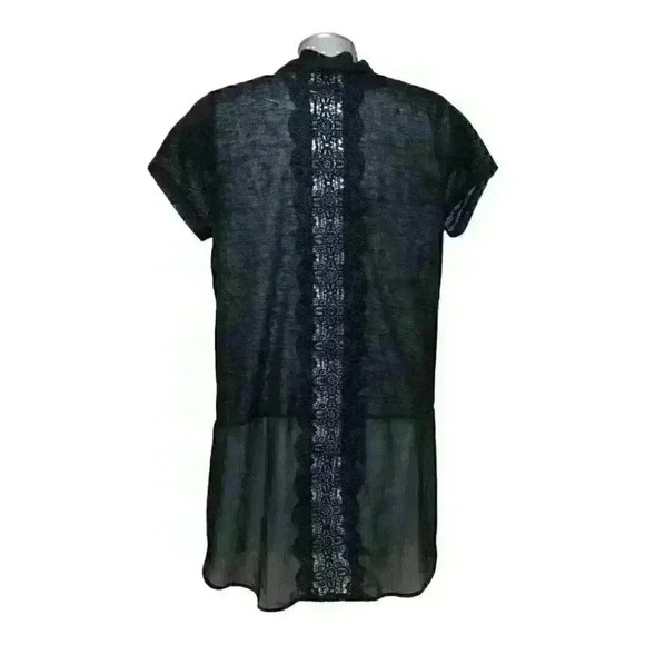 Peyton Primrose Cardigan  Longline Open Front Sheer Laced Black - Picture 2 of 9